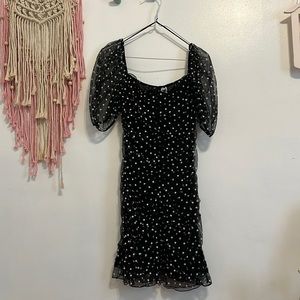 H&M Divided Mesh Polka Dot Dress